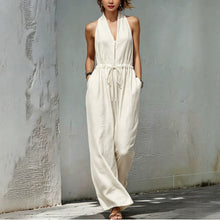 Load image into Gallery viewer, Women's Sleeveless Halter Neck Solid Color Long Jumpsuit

