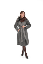 Load image into Gallery viewer, Boston Genuine Silver Fox Cashmere Blend Double-Face Coat in Grey Mélange
