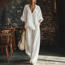 Load image into Gallery viewer, Women's V-Neck Loose Short-Sleeve Top &amp; Pants Two-Piece Set
