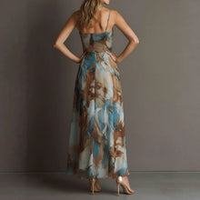 Load image into Gallery viewer, Floral Print Strap High Waist Flowy Maxi Dress – Sleeveless Beach Long Dress
