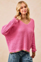 Load image into Gallery viewer, BiBi V-Neck Sweater with Colorful Trim
