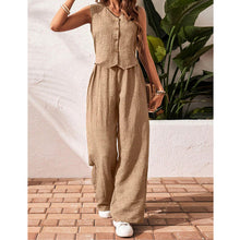 Load image into Gallery viewer, Women’s crop vest blazer wide leg pants set
