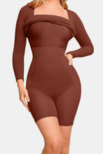 Load image into Gallery viewer, Elegant Black Full Size Built-In Shapewear Square Neck Long Sleeve Dress Sculpting Fit Dress for Women
