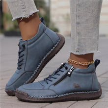 Load image into Gallery viewer, Women's Handmade Stitched Flat Shoes – Soft Sole Lace-Up Casual Flats
