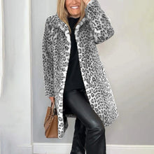 Load image into Gallery viewer, Leopard Print Plush Jacket — Cozy Loose-Fit Mid-Length Outwear
