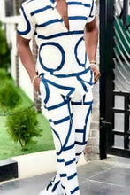 Load image into Gallery viewer, Men's Full Size Geo Print Short Sleeve Top and Pants Set Plus Size
