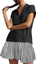 Load image into Gallery viewer, Fisoew Striped Patchwork Polo V‑Neck Mini Dress with Pockets
