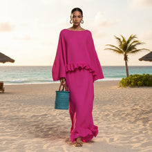 Load image into Gallery viewer, Women's Long Sleeve Top &amp; Irregular Hem Skirt Set | Elegant Solid Color 2-Piece in 4 Colors
