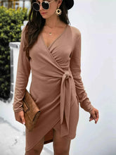 Load image into Gallery viewer, Surplice Long Sleeve : Side Tie Dress
