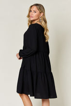 Load image into Gallery viewer, Light Green Double Take Full Size V-Neck Sleeve Tiered Dress with Pockets Elegant &amp; Comfortable Casual Dress
