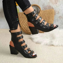 Load image into Gallery viewer, Buckle Heel Block : Heels Sandals

