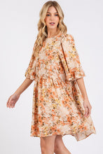 Load image into Gallery viewer, New Summer Flower Print Linen Blend Babydoll Mini Dress – Lightweight Floral Babydoll Dress with Relaxed Fit and Gathered Waist
