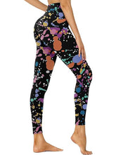 Load image into Gallery viewer, Cropped High-Waisted Leggings – Color Inkjet Print Workout Pants
