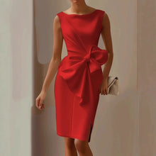 Load image into Gallery viewer, Women's Bow-Knot Sleeveless Midi Dress – High Waist A-Line
