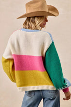 Load image into Gallery viewer, BiBi Color Block Open Front Sweater Cardigan
