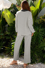 Load image into Gallery viewer, Stripe Collared Top and Drawstring Pants Set
