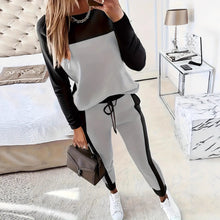 Load image into Gallery viewer, Women's Korean-Style Hoodie &amp; Pants Two-Piece Set – Casual Patchwork
