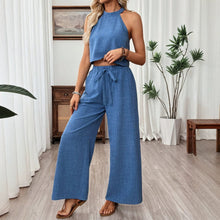 Load image into Gallery viewer, Women's Halter Neck Cropped Top &amp; Wide-Leg Pants Two-Piece Set
