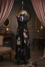 Load image into Gallery viewer, Women's Black 3D Floral Print Mandarin Collar Sleeveless Maxi Dress
