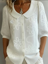 Load image into Gallery viewer, Women's Loose-Fit Retro 3D Embroidered Floral Shirt – Buttoned Casual Top

