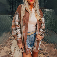 Load image into Gallery viewer, Women's Notch Lapel Check Print Long Sleeve Shirt
