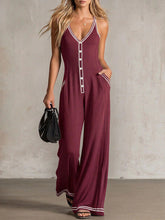 Load image into Gallery viewer, Women's V-Neck Backless Wide-Leg Jumpsuit – High Waist Casual
