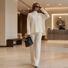 Load image into Gallery viewer, Women's Mock-Neck High-Low Sweater &amp; Wide-Leg Pants Set
