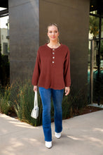 Load image into Gallery viewer, Contrast Half Button Down Sweater
