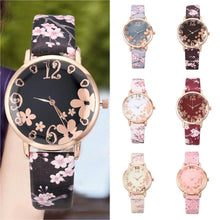 Load image into Gallery viewer, Girl Luxury Watch Women New Fashion Embossed Flowers Small Fresh Printed Belt Dial Watch Female Student Quartz Watch For Women and Girls

