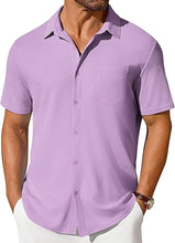 Load image into Gallery viewer, Mens Short-sleeve Button-up Wrinkle- And Crease-resistant Shirt
