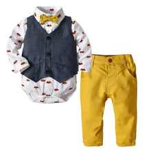 Load image into Gallery viewer, Luxury Modern Outfit Autumn Fashion Baby Boys Gentleman Bow Tie Rompers Pants Suit Baby Set For Celebrations
