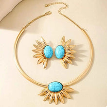 Load image into Gallery viewer, Turquoise Sunflower : Necklace and Earrings Jewelry Set
