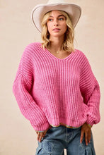 Load image into Gallery viewer, BiBi V-Neck Sweater with Colorful Trim
