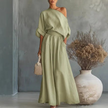 Load image into Gallery viewer, Women's Cropped Off-Shoulder Top &amp; Pants Two-Piece Set
