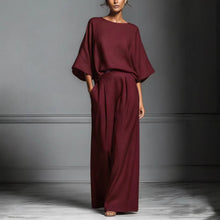 Load image into Gallery viewer, Women’s Flared-Sleeve Linen Suit Two Piece Set
