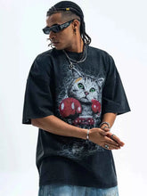 Load image into Gallery viewer, Men's Cat Graphic Vintage Wash T-Shirt
