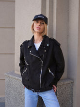 Load image into Gallery viewer, Dakota Eco Suede Aviator Jacket in Black
