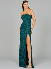 Load image into Gallery viewer, Beaded Strapless Dress with Slit
