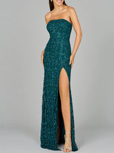 Load image into Gallery viewer, Beaded Strapless Dress with Slit
