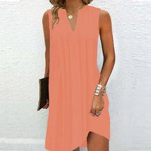 Load image into Gallery viewer, Ladies’ Notch V‑Neck Pleated Petal‑Sleeve Maxi Dress
