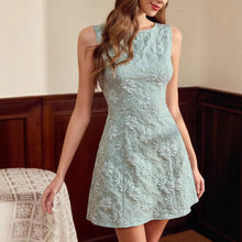 Load image into Gallery viewer, Women's Jacquard Sleeveless Midi Dress – Slim Fit French Minimalist Style
