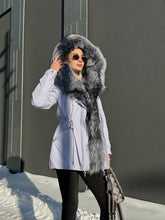 Load image into Gallery viewer, Genuine Silver Fox Fur Trim Rabbit Fur Insulated Parka

