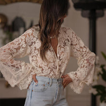 Load image into Gallery viewer, Boho Lace Embroidered V-Neck Blouse
