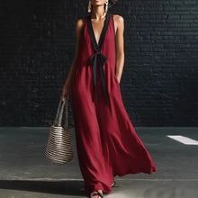 Load image into Gallery viewer, Women's V-Neck Strapless Sleeveless Maxi Dress | Resort-Style Elegant Long Dress
