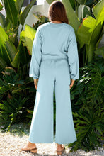 Load image into Gallery viewer, Solid Puff Sleeve Top and Drawstring Pants Set
