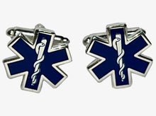 Load image into Gallery viewer, EMT Paramedic Star of Life Blue Cufflinks

