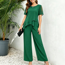 Load image into Gallery viewer, Women's Irregular Hem Top &amp; Wide Leg Pants Two-Piece Set
