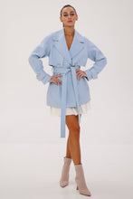 Load image into Gallery viewer, Karina Midi Belted Wool Cashmere Blend Overcoat in Sky Blue
