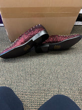 Load image into Gallery viewer, After Midnight Burgundy with Gold Spikes Men’s Smoking Dress Shoes

