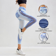 Load image into Gallery viewer, Denim-Look Peach Butt Yoga Leggings – Slim Fit Fitness Workout Pants
